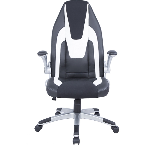 7214 Adjustable Computer Office Chair in Black & White Leatherette